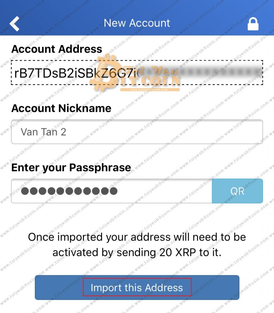 Tạo ví XRP mới trên Toast Wallet. Ảnh 3
