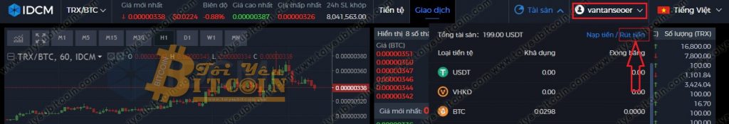 Rút tiền tư sàn IDCM. Ảnh 1