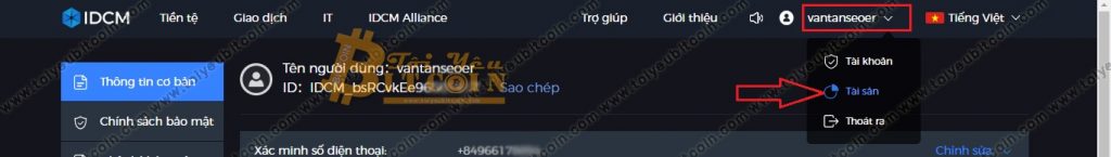 Nạp tiền vào sàn IDCM. Ảnh 1