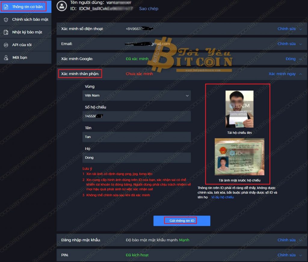 Xác minh tài khoản IDCM. Ảnh 1