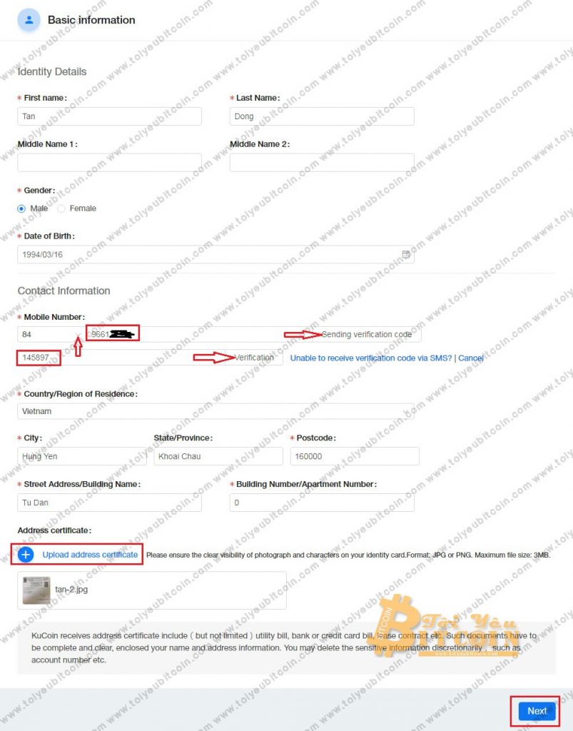 Xác thực tài khoản Kucoin. Ảnh 4