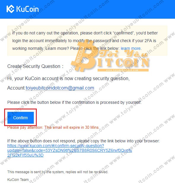 Kích hoạt câu hỏi bảo mật Kucoin. Ảnh 4