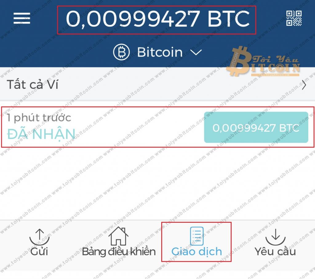 Nạp tiền vào ví Blockchain