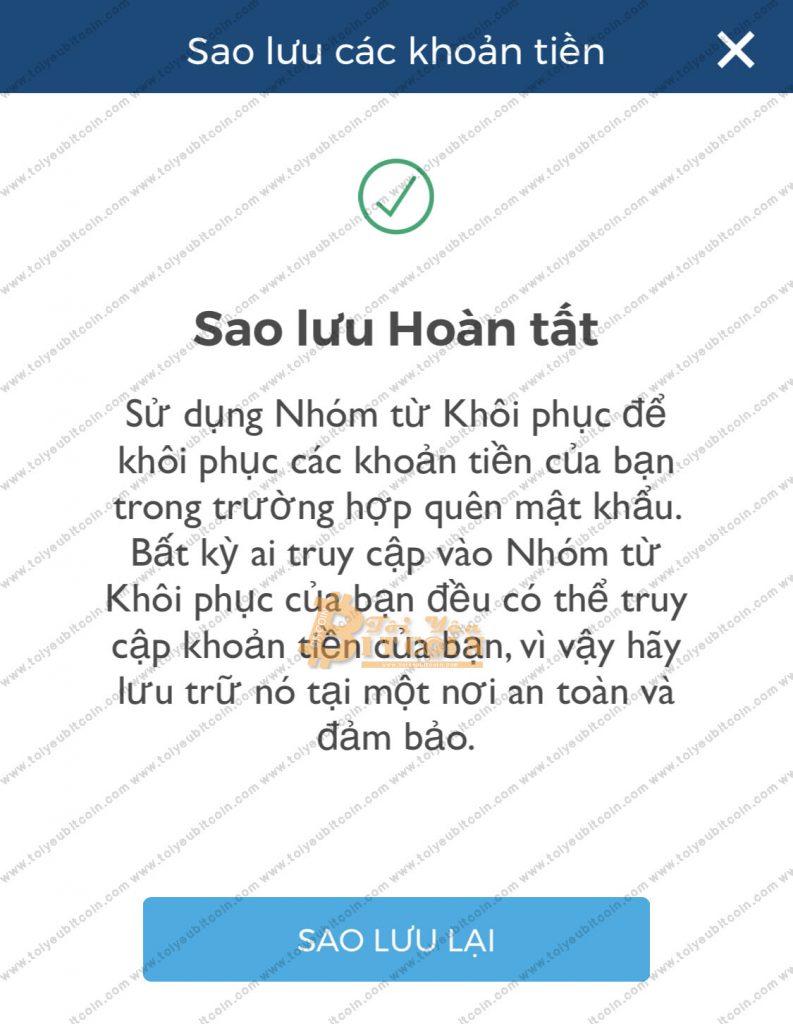 Sao lưu ví Blockchain. Ảnh 5