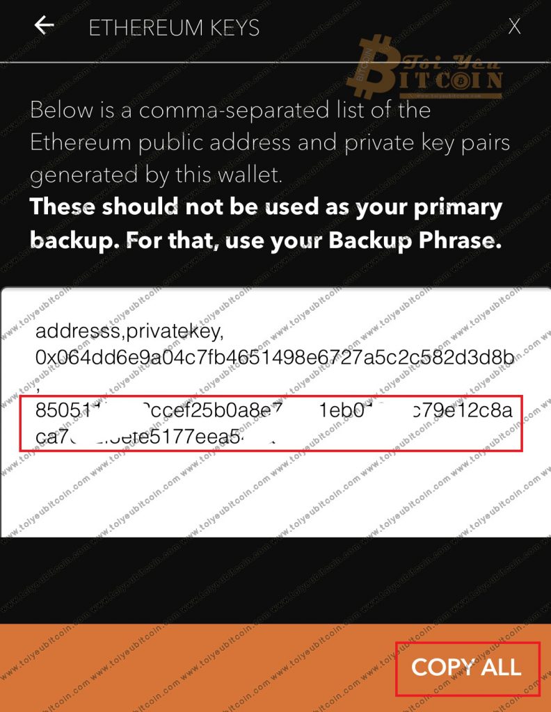 Cách lấy Private key trên ví JAXX. Ảnh 5