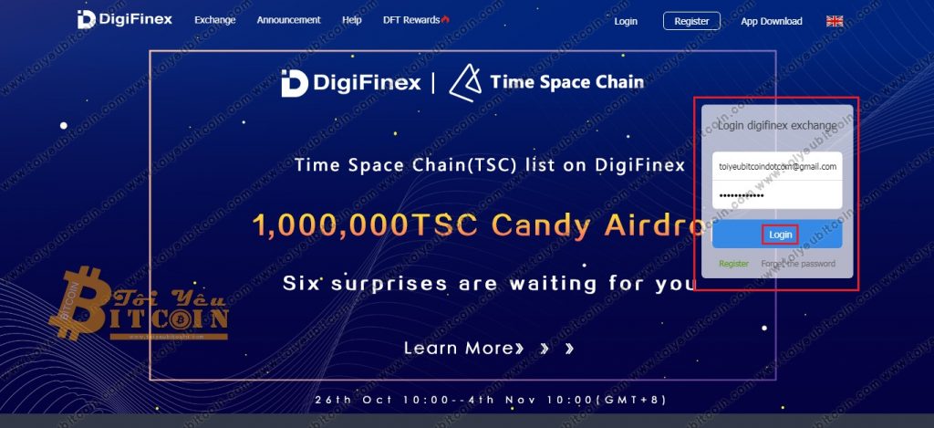 Đăng nhập vào DigiFinex