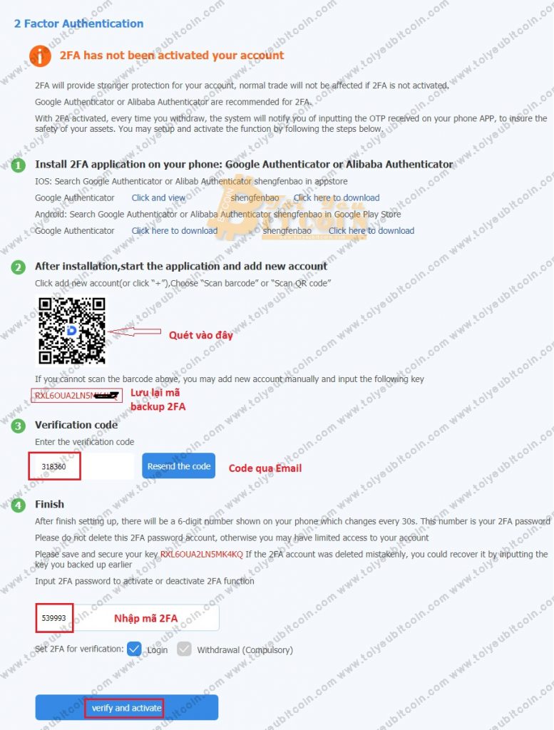Bật bảo mật 2FA sàn DigiFinex. Ảnh 2