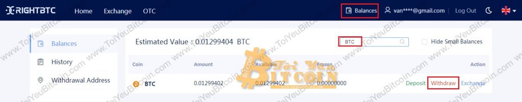 Rút tiền từ sàn RightBTC. Ảnh 1