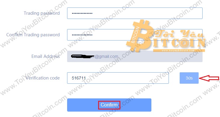 Thiết lập mật khẩu trading trên RightBTC. Ảnh 2
