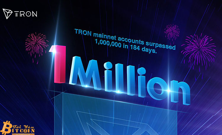 Mạng lưới TRON đạt cột mốc 1 triệu người dùng chỉ trong 6 tháng