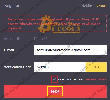 Đăng ký tạo tài khoản DragonEX. Ảnh 4