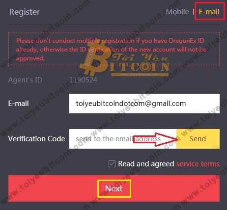 Đăng ký tạo tài khoản DragonEX. Ảnh 1