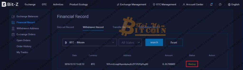 Rút tiền từ sàn Bit Z. Ảnh 9