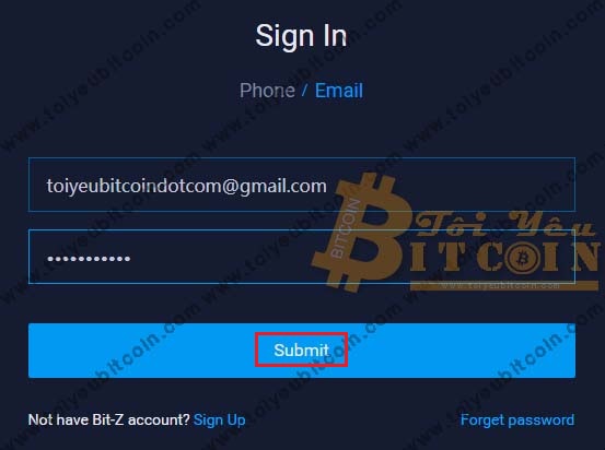 Đăng nhập vào sàn BitZ. Ảnh 2