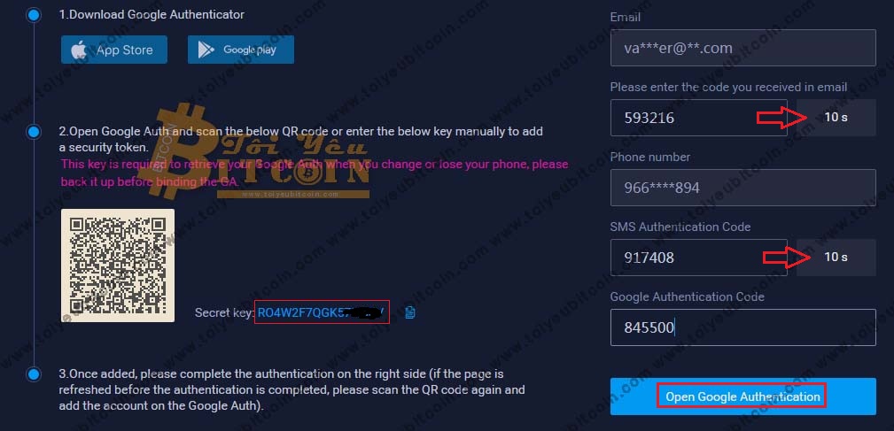 Bật bảo mật 2FA cho tài khoản BitZ. Ảnh 2