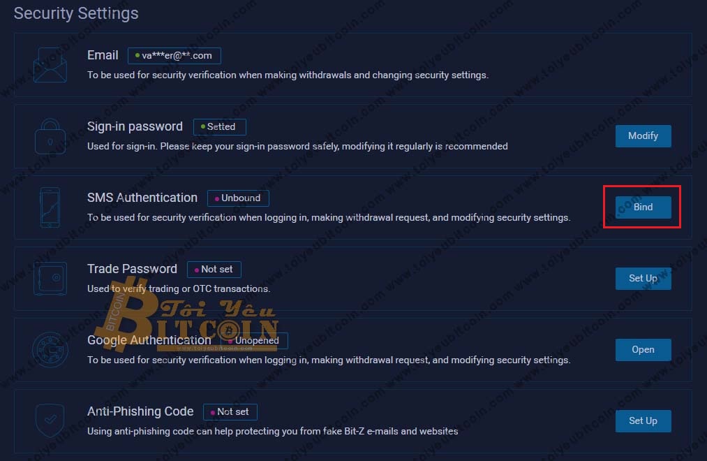 Xác thực SĐT với sàn Bit Z. Ảnh 2