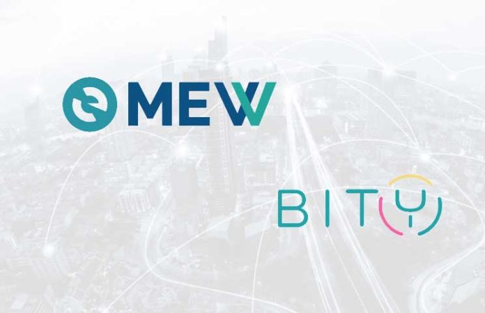 MEW hợp tác với Bity giúp user chuyển đổi BTC, ETH sang đồng Euro hoặc Franc Thụy Sĩ.