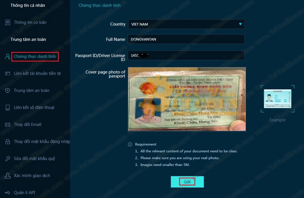 Xác minh tài khoản CoinTiger. Ảnh 1