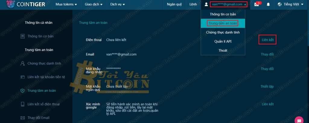 Xác minh SĐT với CoinTiger. Ảnh 1