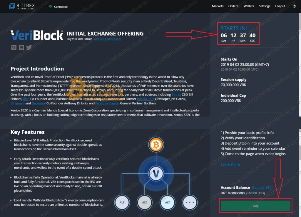 Mua token VBK trên Bittrex