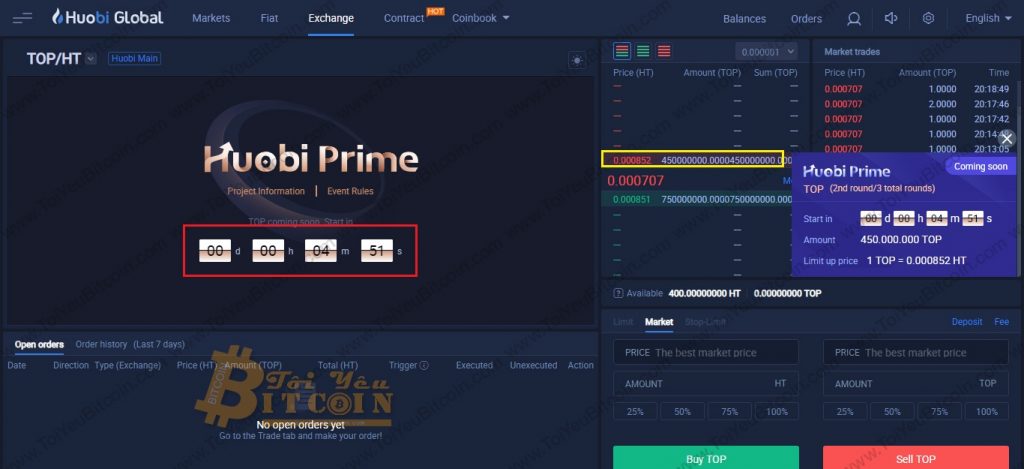 Cách mua token trên Huobi Prime. Ảnh 3