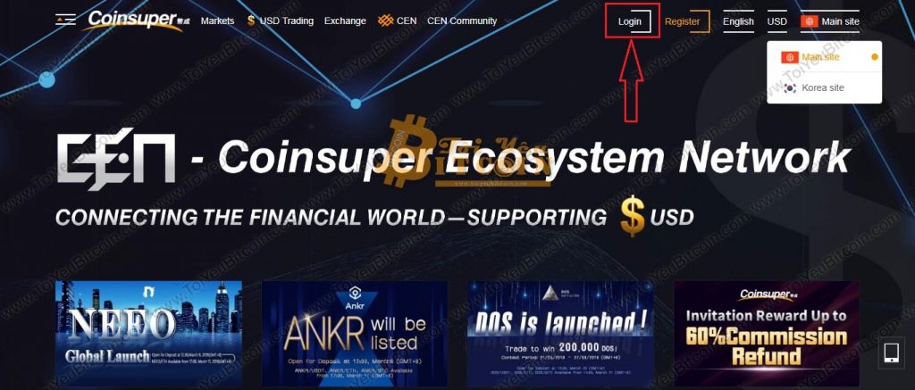 Cách đăng nhập vào Coinsuper. Ảnh 1