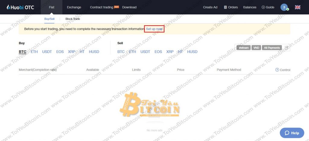 Tính năng trên sàn Huobi OTC. Ảnh 1