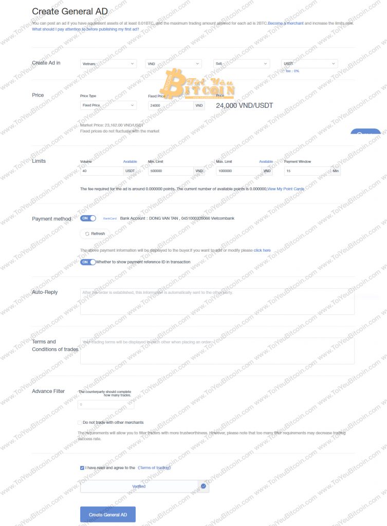 Cách tạo quảng cáo trên Huobi OTC. Ảnh 5