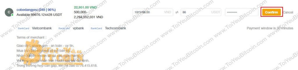 Cách bán coin trên Huobi OTC. Ảnh 5