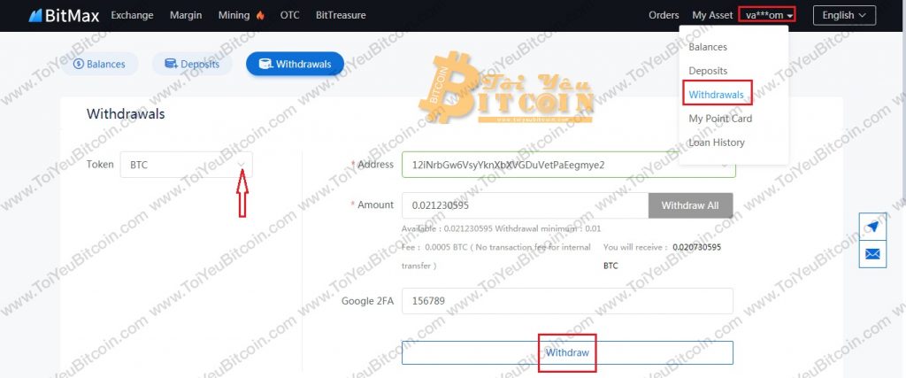 Cách rút tiền từ sàn BitMax. Ảnh 1