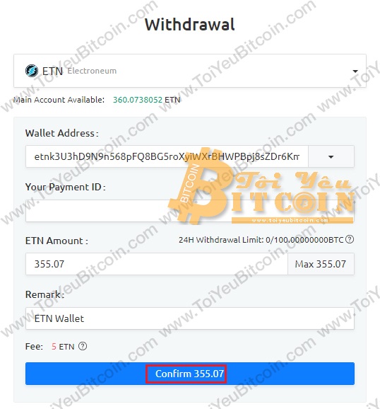 Cách nạp tiền vào ví ETN. Ảnh 1