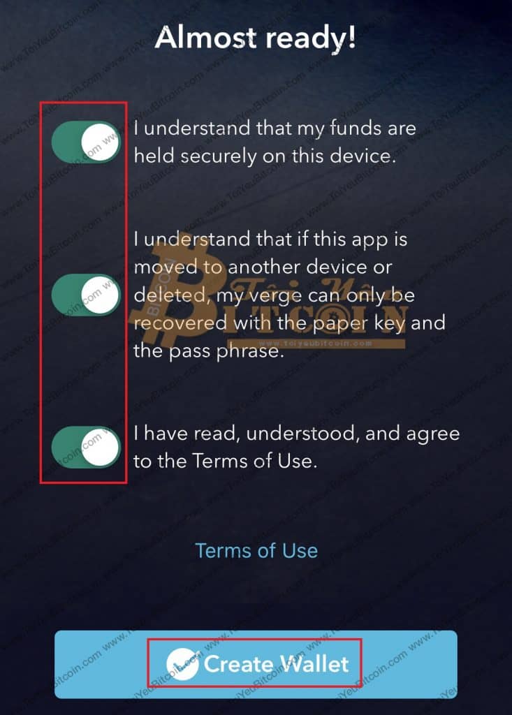 Cách tạo vi Verge coin trên điện thoại. Ảnh 11