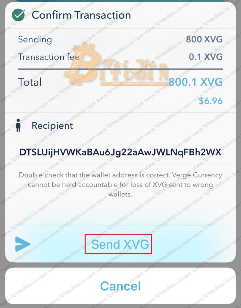 Cách rút tiền từ ví Verge Tor. Ảnh 4