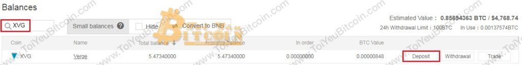 Cách rút tiền từ ví Verge Tor. Ảnh 1