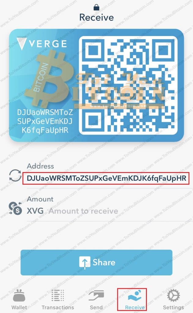 Lấy địa chỉ ví XVG