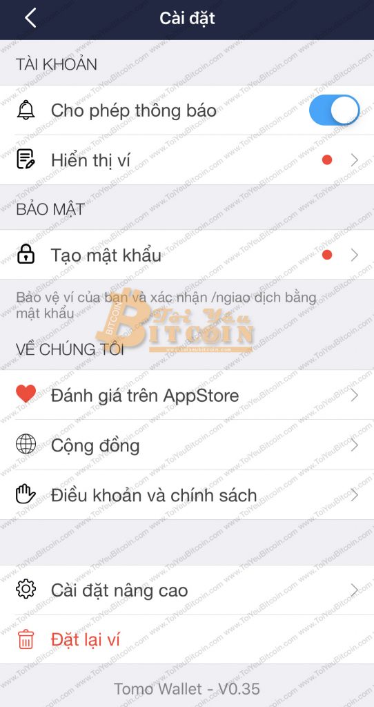 Tổng quan về các tính năng của ví TomoWallet. Ảnh 2