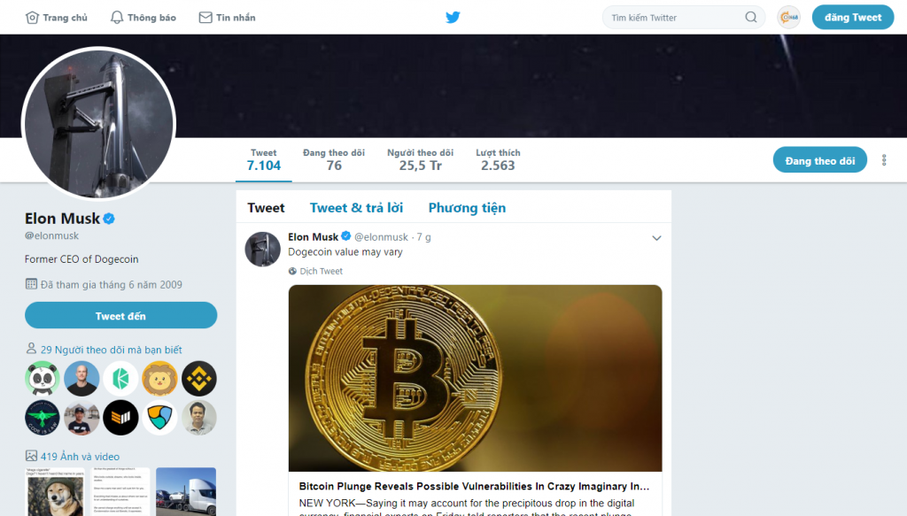 Elon Musk giờ tự nhận mình là “Cựu CEO của Dogecoin”