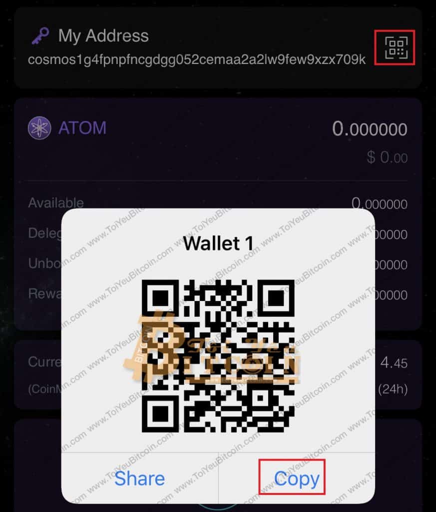 Cách lấy địa chỉ ví ATOM
