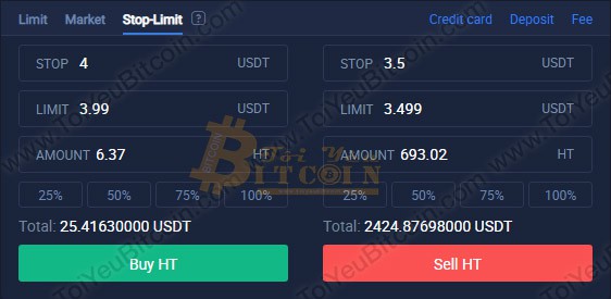 Cách đặt lệnh Stop Limit trên sàn Huobi