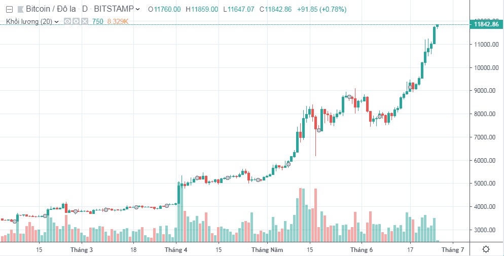 Biểu đồ giá BTC/USD. Theo TradingView