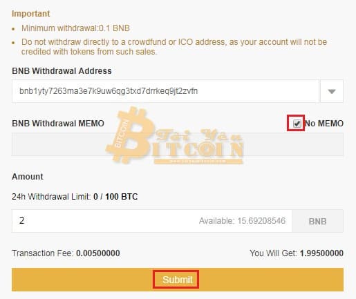 Cách nạp tiền vào Binance DEX. Ảnh 3