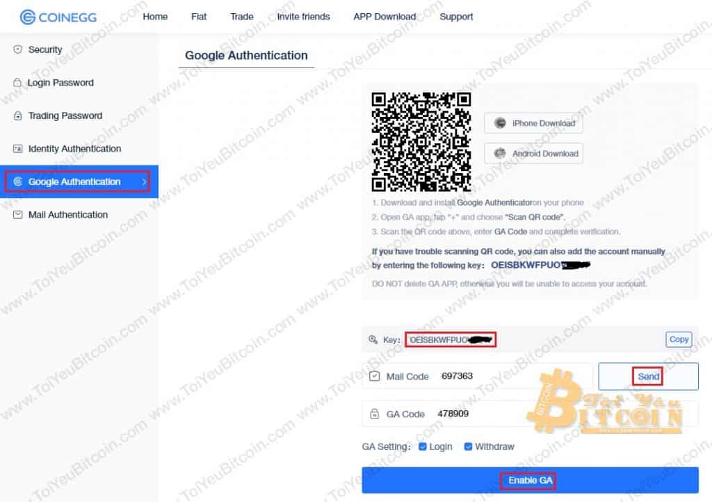 Cách bật bảo mật 2FA trên CoinEgg. Ảnh 2