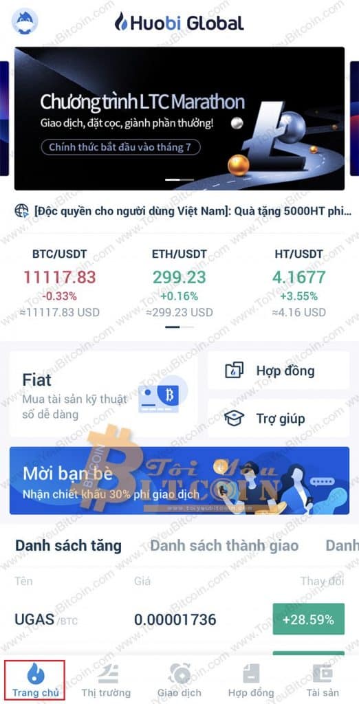 Cách sử dụng ứng dụng Huobi Global. Ảnh 1