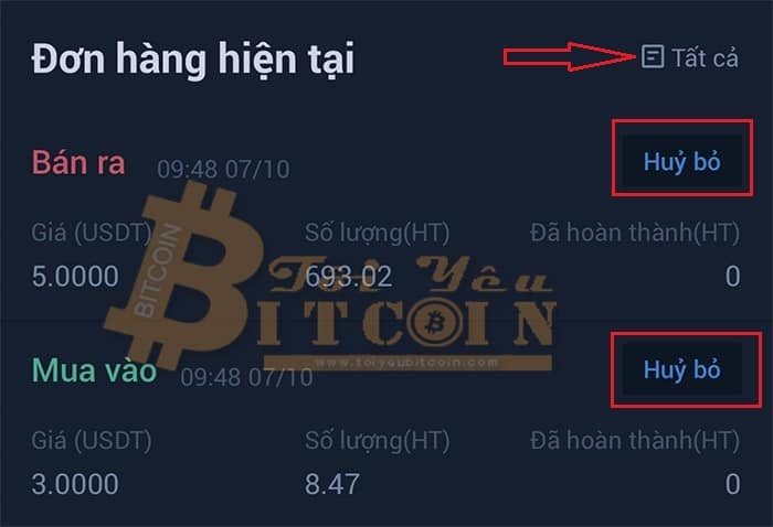 Các trade coin trên app Huobi. Ảnh 4