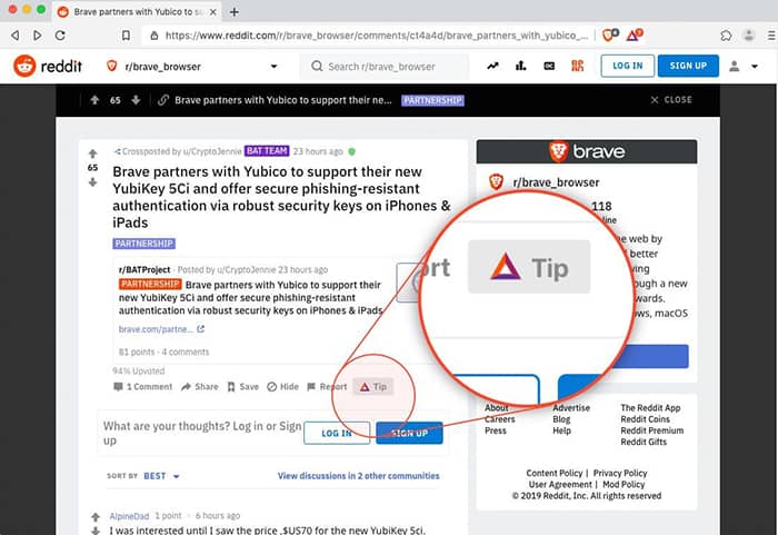 Tùy chọn rip BAT trên Reddit. Nguồn: Twitter