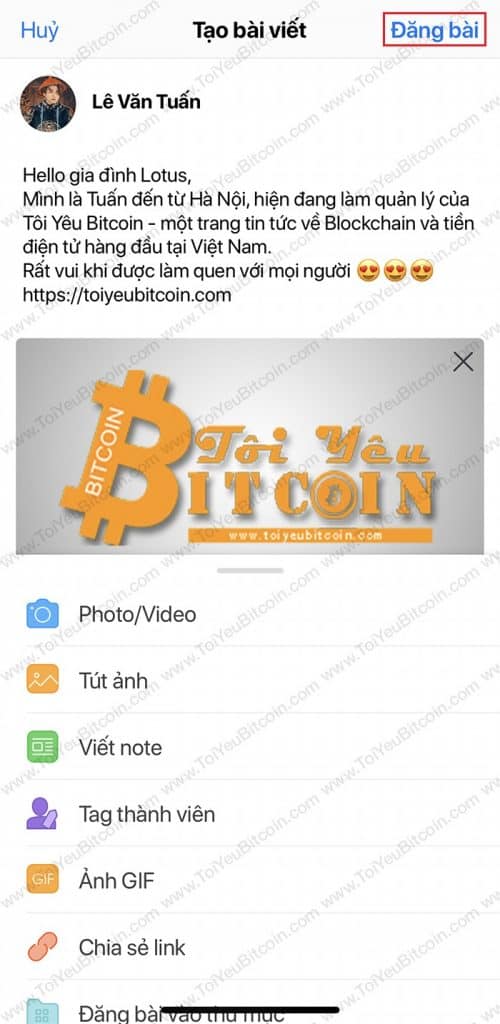 Cách đăng bài viết trên Lotus. Ảnh 1