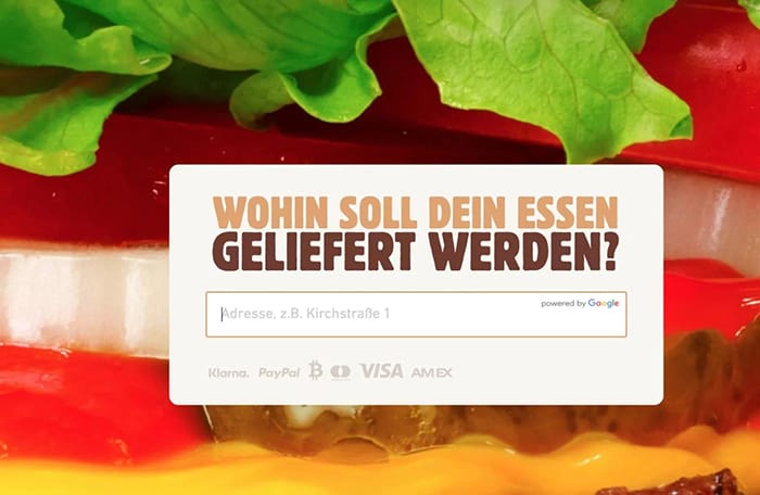 Tùy chọn thanh toán trên trang chủ Bklieferservice.de