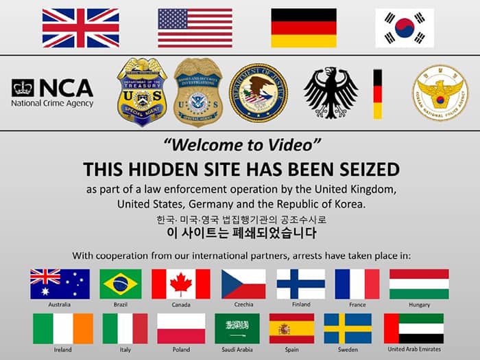 Trang web Welcome to Video đóng cửa sau khi những kẻ đứng đầu bị bắt giữ. Ảnh: Reuters.