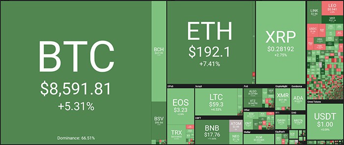 Tổng quan thị trường. Theo Coin360