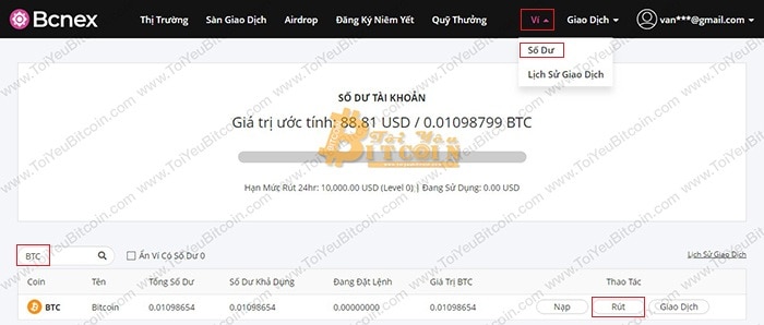Cách rút tiền từ sàn Bcnex. Ảnh 1